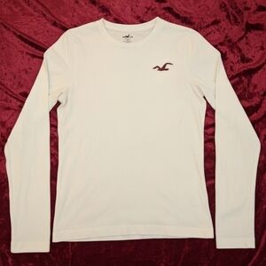 Hollister Cream Colored Long Sleeve Crew Neck Tee